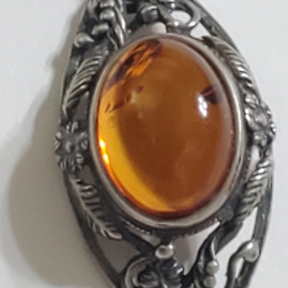 Art.Deco Nouveau.925 Baltic Amber 6 cabochon brace - Picture 6 of 11